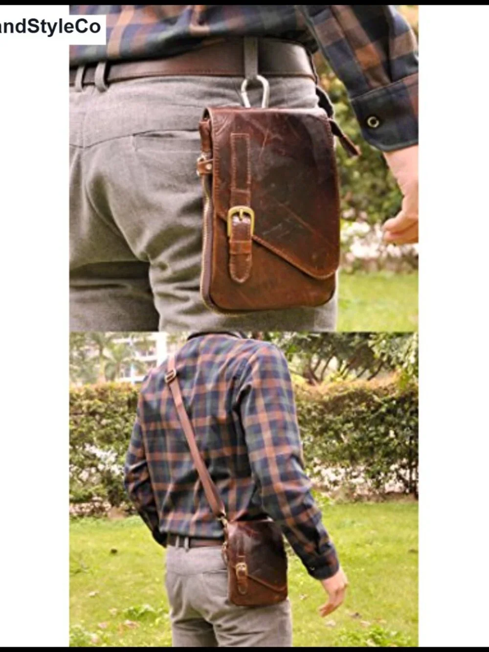 Genuine Leather Small Messenger Shoulder Satchel Belt Waist Bag Pack